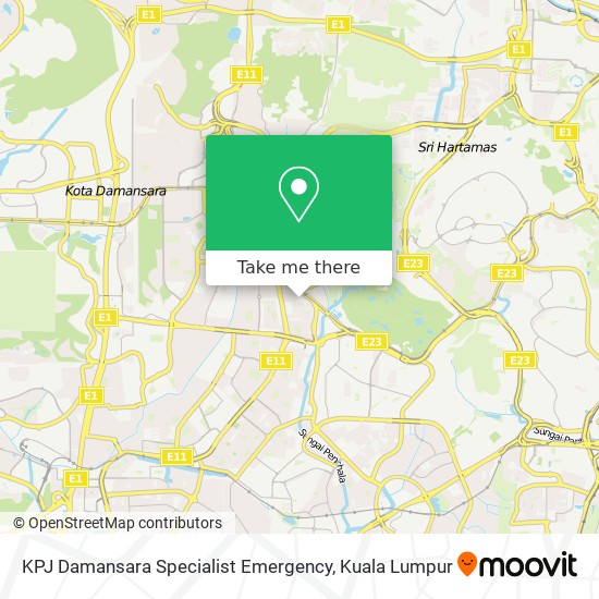 Peta KPJ Damansara Specialist Emergency
