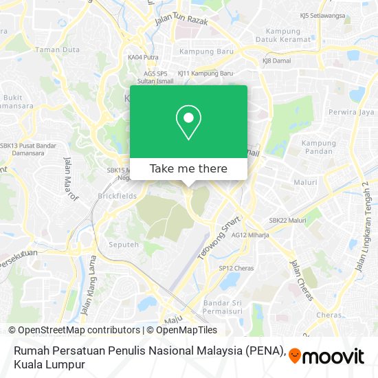 Peta Rumah Persatuan Penulis Nasional Malaysia (PENA)