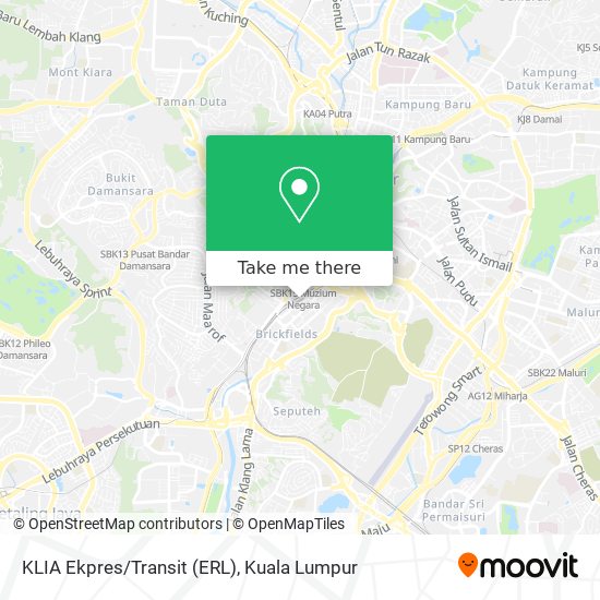 KLIA Ekpres/Transit (ERL) map