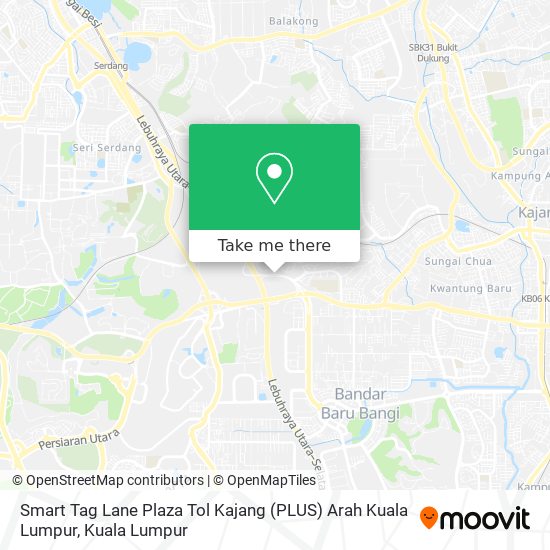 Peta Smart Tag Lane Plaza Tol Kajang (PLUS) Arah Kuala Lumpur