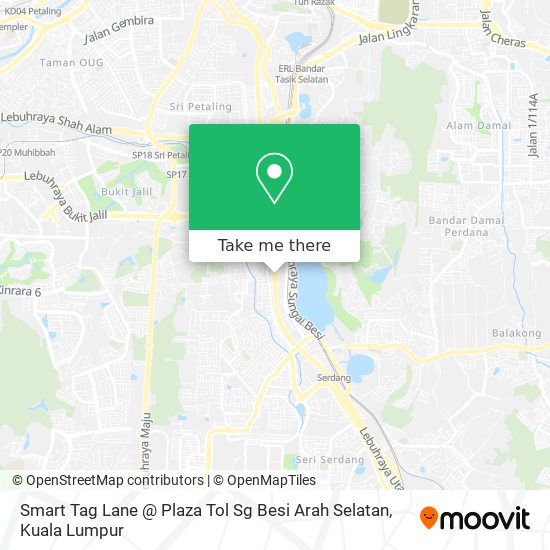 Smart Tag Lane @ Plaza Tol Sg Besi Arah Selatan map