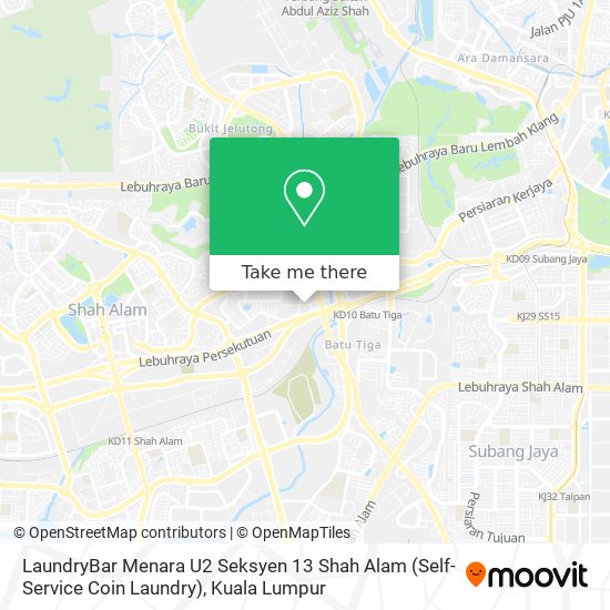 LaundryBar Menara U2 Seksyen 13 Shah Alam (Self-Service Coin Laundry) map