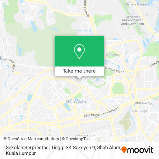 Peta Sekolah Berprestasi Tinggi SK Seksyen 9, Shah Alam