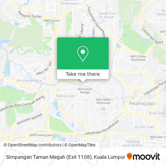 Peta Simpangan Taman Megah (Exit 1108)