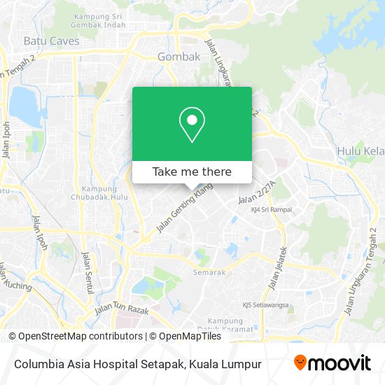 Peta Columbia Asia Hospital Setapak