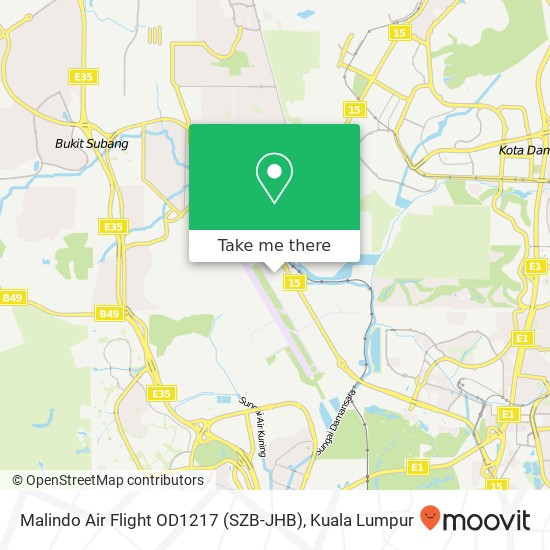 Malindo Air Flight OD1217 (SZB-JHB) map