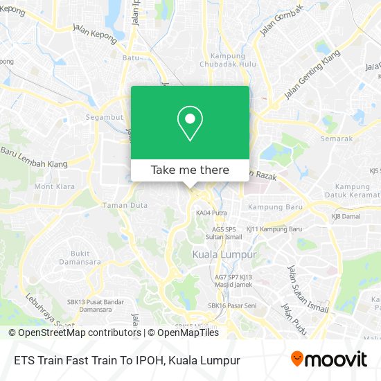 ETS Train Fast Train To IPOH map