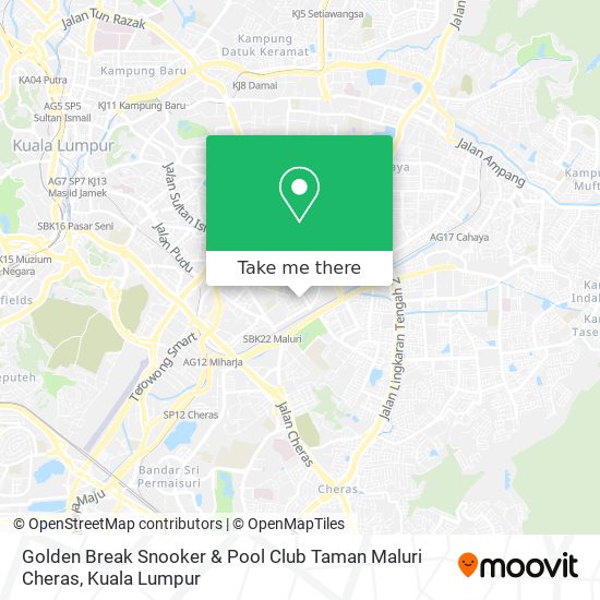 Golden Break Snooker & Pool Club Taman Maluri Cheras map