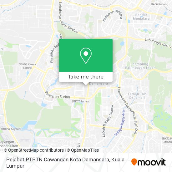 Peta Pejabat PTPTN Cawangan Kota Damansara