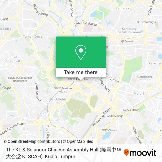 The KL & Selangor Chinese Assembly Hall (隆雪中华大会堂 KLSCAH) map