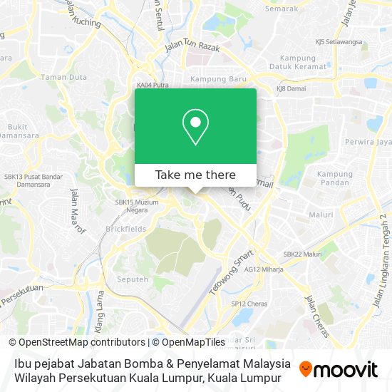 Peta Ibu pejabat Jabatan Bomba & Penyelamat Malaysia Wilayah Persekutuan Kuala Lumpur