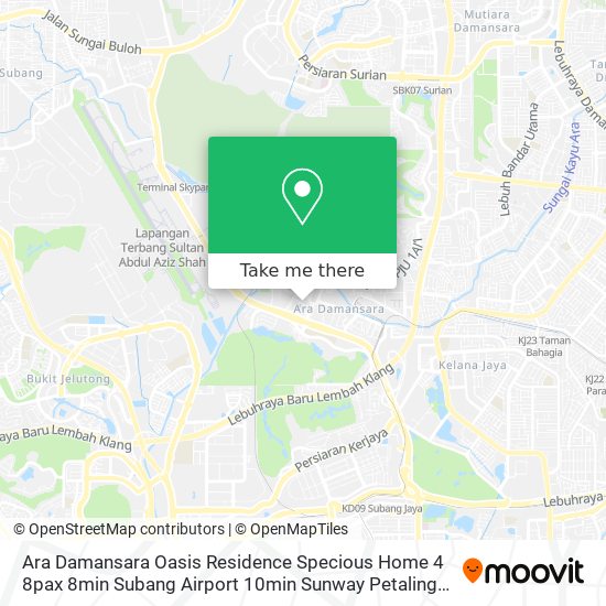 Peta Ara Damansara Oasis Residence Specious Home 4 8pax 8min Subang Airport 10min Sunway Petaling Jaya