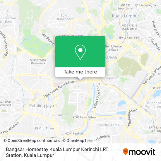Peta Bangsar Homestay Kuala Lumpur Kerinchi LRT Station