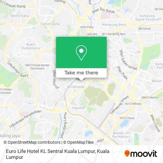 Peta Euro Life Hotel KL Sentral Kuala Lumpur