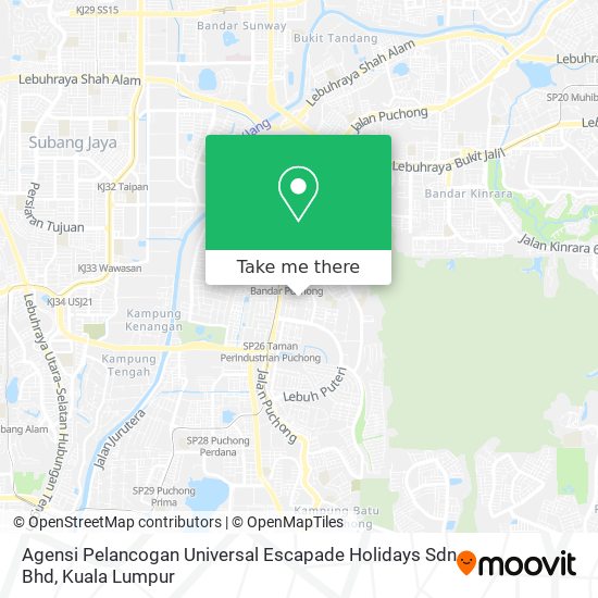 Agensi Pelancogan Universal Escapade Holidays Sdn Bhd map