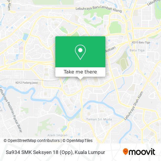 Sa934 SMK Seksyen 18 (Opp) map