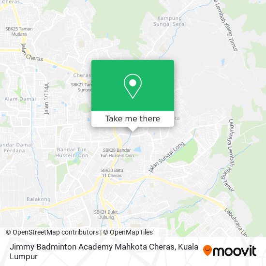 Peta Jimmy Badminton Academy Mahkota Cheras