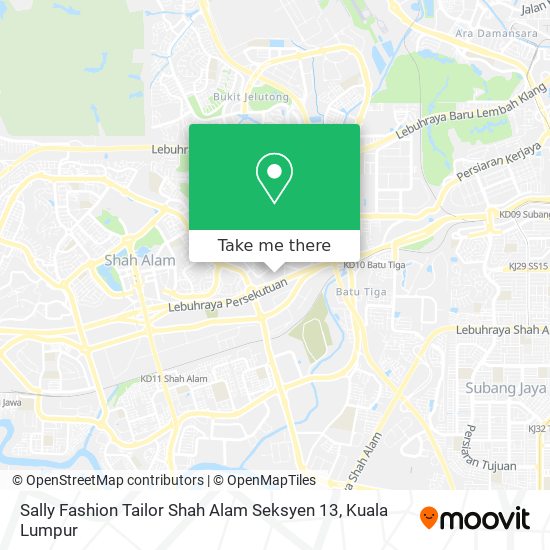 Peta Sally Fashion Tailor Shah Alam Seksyen 13
