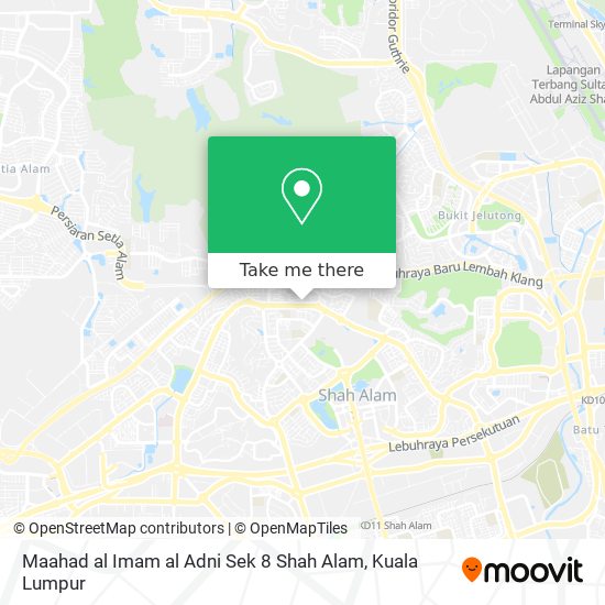 Peta Maahad al Imam al Adni Sek 8 Shah Alam