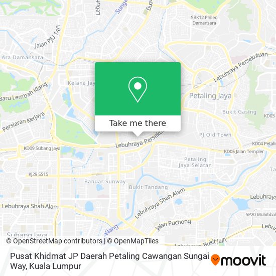 Pusat Khidmat JP Daerah Petaling Cawangan Sungai Way map