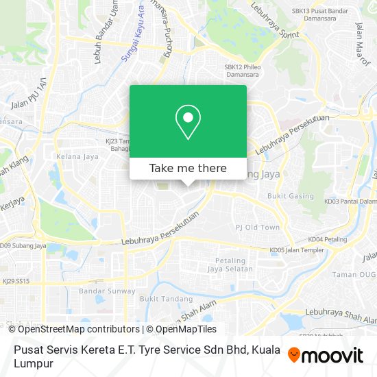 Peta Pusat Servis Kereta E.T. Tyre Service Sdn Bhd