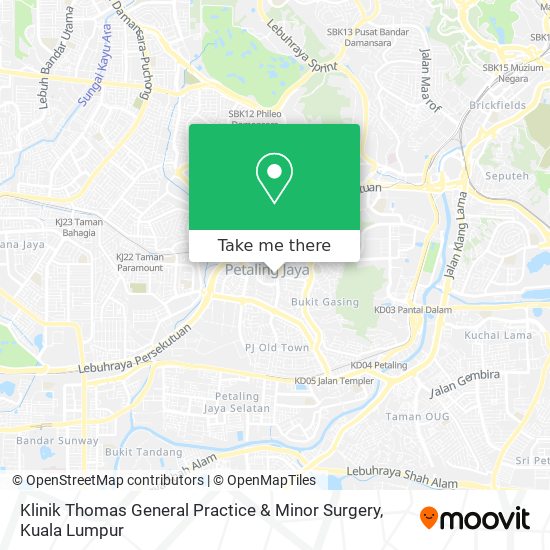 Peta Klinik Thomas General Practice & Minor Surgery