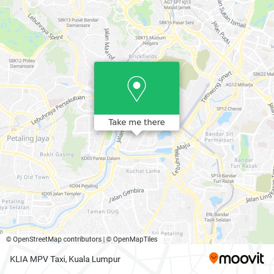 KLIA MPV Taxi map