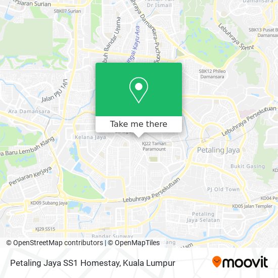 Peta Petaling Jaya SS1 Homestay