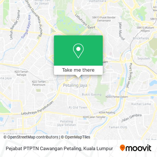 Peta Pejabat PTPTN Cawangan Petaling