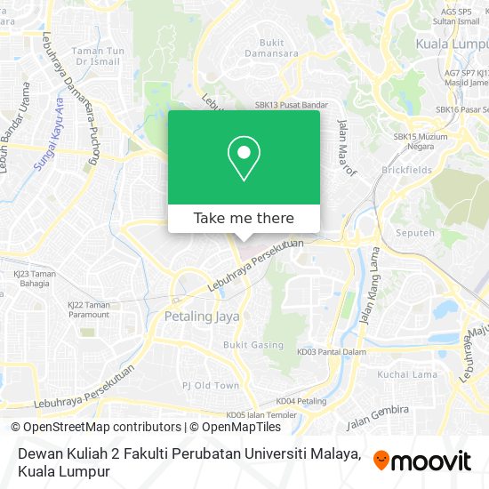 Peta Dewan Kuliah 2 Fakulti Perubatan Universiti Malaya