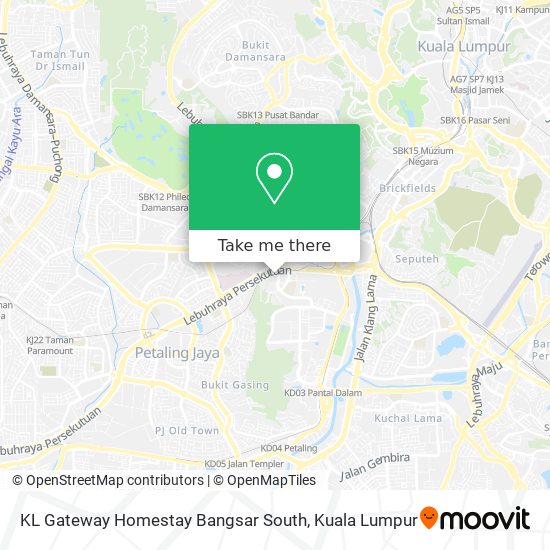 Peta KL Gateway Homestay Bangsar South
