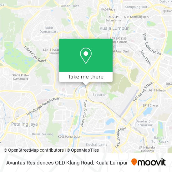 Peta Avantas Residences OLD Klang Road