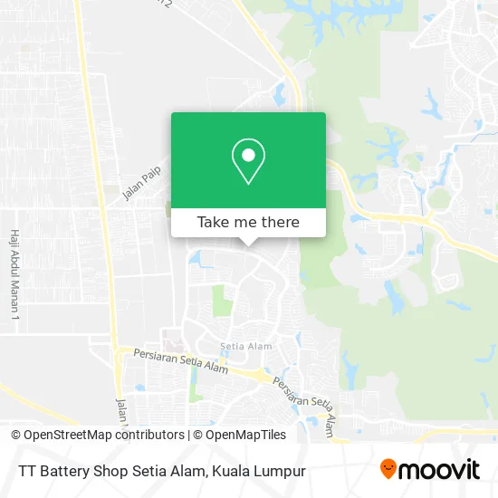 TT Battery Shop Setia Alam map