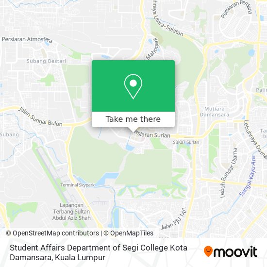 Student Affairs Department of Segi College Kota Damansara map