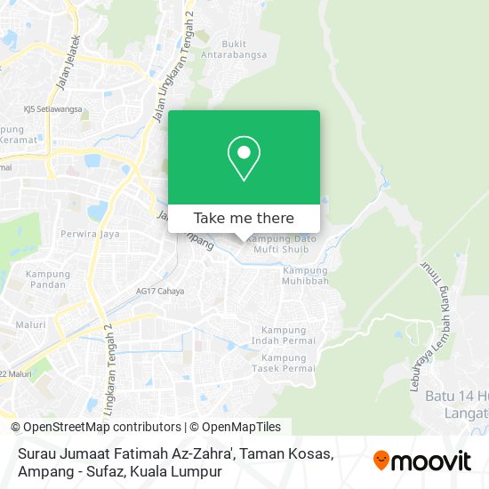 Peta Surau Jumaat Fatimah Az-Zahra', Taman Kosas, Ampang - Sufaz