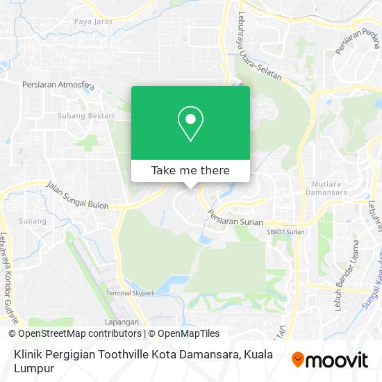 Peta Klinik Pergigian Toothville Kota Damansara
