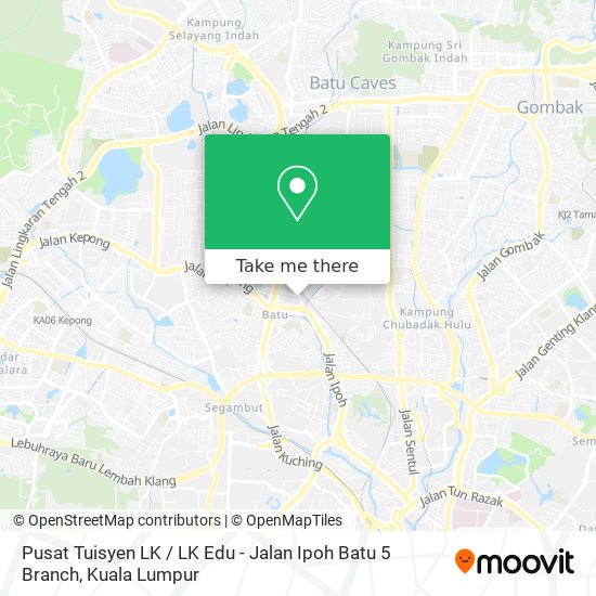 Peta Pusat Tuisyen LK / LK Edu - Jalan Ipoh Batu 5 Branch