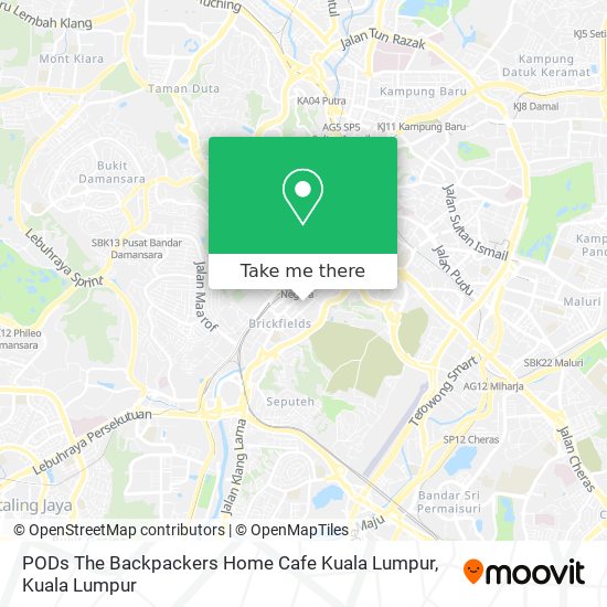 Peta PODs The Backpackers Home Cafe Kuala Lumpur