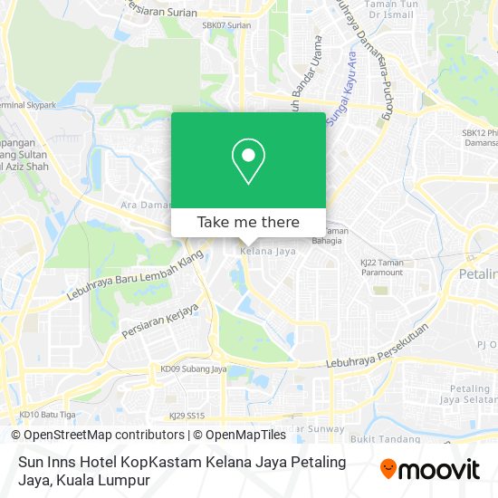 Peta Sun Inns Hotel KopKastam Kelana Jaya Petaling Jaya