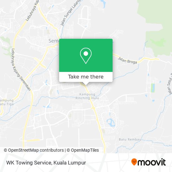 WK Towing Service map