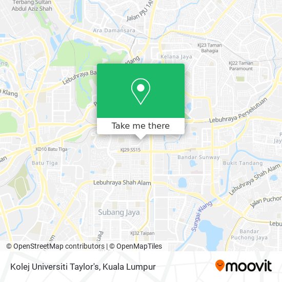 Kolej Universiti Taylor's map