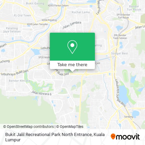 Peta Bukit Jalil Recreational Park North Entrance