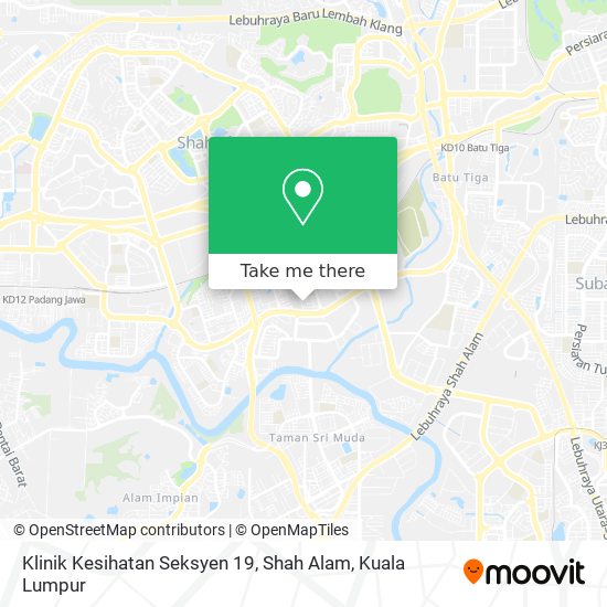 Peta Klinik Kesihatan Seksyen 19, Shah Alam