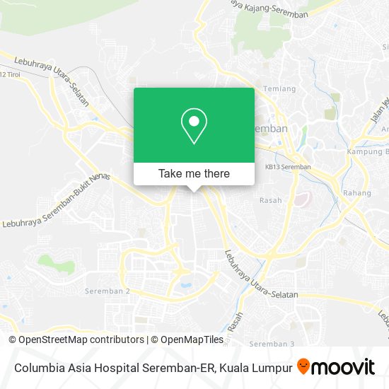 Peta Columbia Asia Hospital Seremban-ER