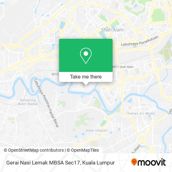 Gerai Nasi Lemak MBSA Sec17 map