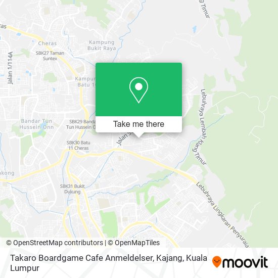 Takaro Boardgame Cafe Anmeldelser, Kajang map