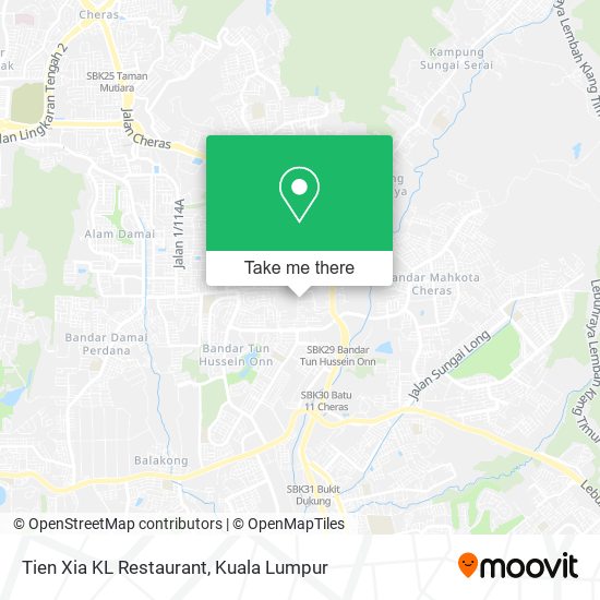 Tien Xia KL Restaurant map