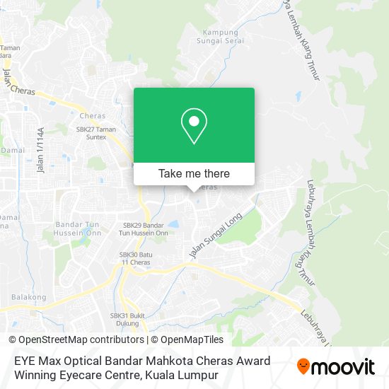 EYE Max Optical Bandar Mahkota Cheras Award Winning Eyecare Centre map