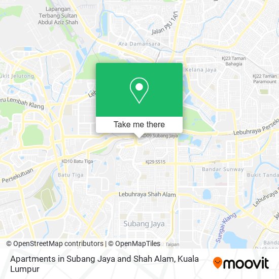 Apartments in Subang Jaya and Shah Alam map