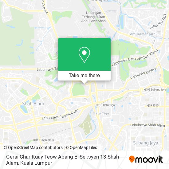 Peta Gerai Char Kuay Teow Abang E, Seksyen 13 Shah Alam